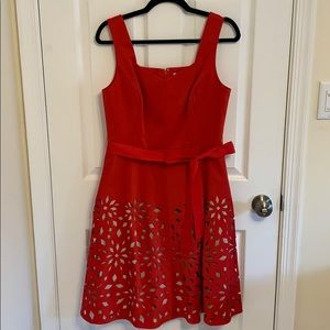 Festive Red Fit and Flare with Cutout Design